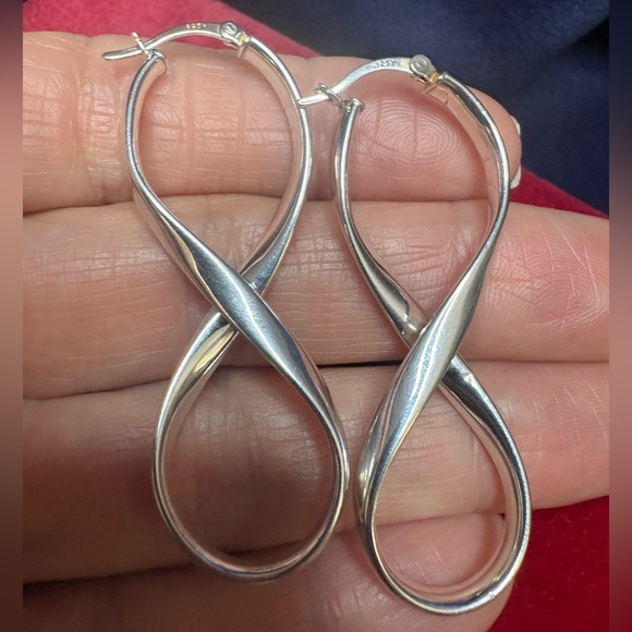 Earrings Retro 925 Sterling Silver Infinity Twist Earrings - Picture 2 of 7